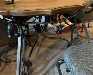 #35 Heavy Metal Base w/faux leather look top w/4 chairs - 47x30 $120.00