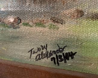 #38 Art by Terry Alexander Original Painting of Log Cabin 7/3/44 $25.00