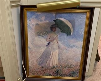 #39 Acryllic Painting of Girl w/umbrella - 28x34 w/Light Attached $75.00