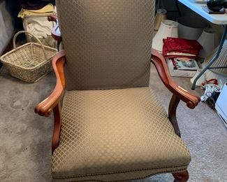 #42 Set of Two Green w/Ball & Claw Feet Side Chairs w/nailhead trim $60.00