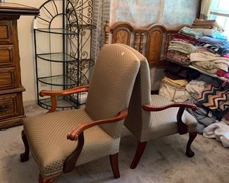 #42 Set of Two Green w/Ball & Claw Feet Side Chairs w/nailhead trim $60.00