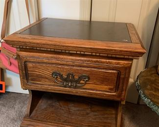 #44 Wood Leah End Table w/1 drawer (as is finish) - 22x16x23 $25.00