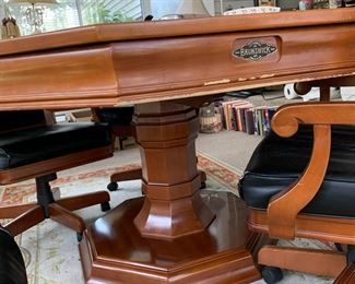 #51 Brunswick Game Table w/4 Chairs (raises & Lowers) (top converts to regular table) (chairs have some scratches and tears) - 54x31 $2500.00