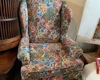#55 Flowered Wingback Chair $30.00