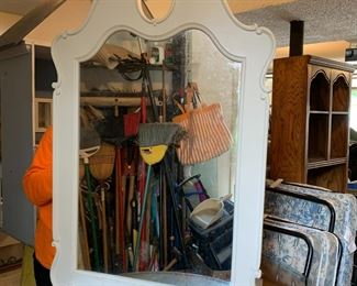 mirror of #62 Cream Laminate Dresser w/mirror - Dresser w/7 drawers - 56x15.5x32 $75.00