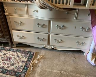 #62 Cream Laminate Dresser w/mirror - Dresser w/7 drawers - 56x15.5x32 $75.00