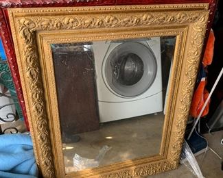 #76 Wood Gold-Painted Beveled Mirror 32x39 $50.00