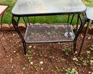 #84 Wrought Iron Base Glass top Table - 24x17x22 $20.00