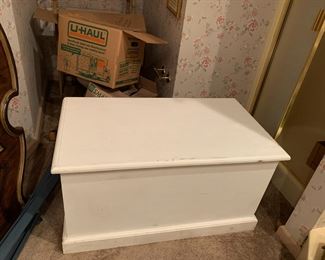 #94 White Painted toy Chest w/ pink inside 48x21x20 $40.00