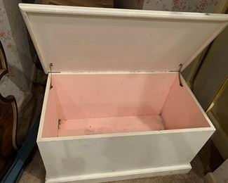 #94 White Painted toy Chest w/ pink inside 48x21x20 $40.00