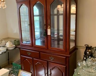 #5 China cabinet with 2 drawers 3 wood door and 3 glass door 50x18x82 2 piece $75.00