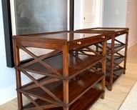 Baker Style  X Tables with  Leather Pull outs