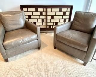 Lillian August Couture PAIR of Leather Chairs 