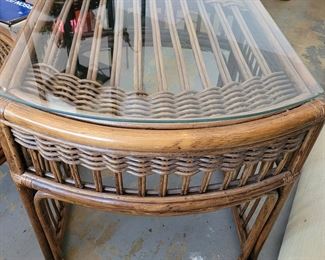 Rattan glass top tables