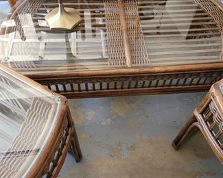 Rattan coffee table and two side tables