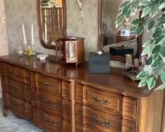 Long Wood Dresser with 2 Mirrors 