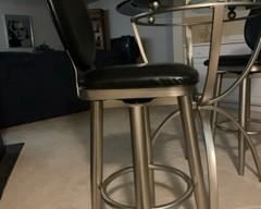 Counter Height Swivel Stool with Black Faux Leather -  Set of 2