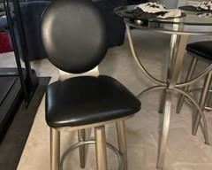 Counter Height Swivel Stool with Black Faux Leather -  Set of 2