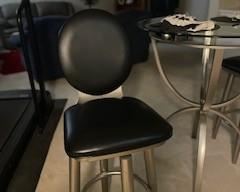 Counter Height Swivel Stool with Black Faux Leather -  Set of 2