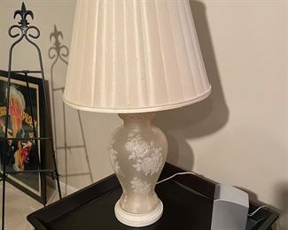 Midcentury Frosted Glass Table Lamp with Shade 