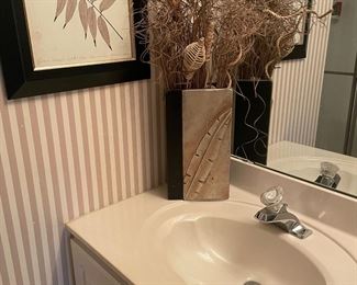 14" Tall Decorative Vase with  Leaf on it