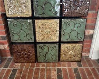 Multi Colored Square Metal Wall Decor 