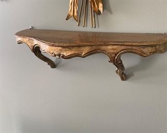 Vintage Carved Wood Italian Florentine Gilded Wall Shelves 