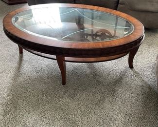 Thomasville Oval Glass Top Coffee Table