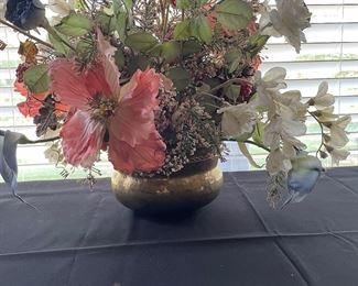 Artificial Multi Flower in Decorative Brass Pot