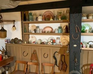 antique childrens chairs..crocks..china..ball jars..