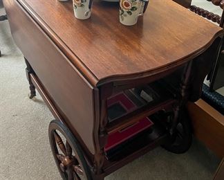 tea cart...hand painted pitcher and mug set..