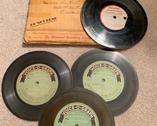 World war II era voice o graph records and original mailer with World War II stamps