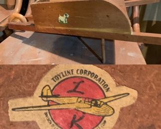 antique childs wooden wheelbarrow by toyline corporation