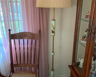 beautiful antique floor lamp and antique chair. There are many many of these kinds of chairs