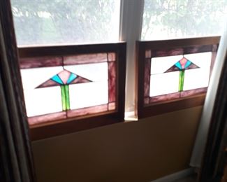 Pair of vintage  stained glass windows
Original 