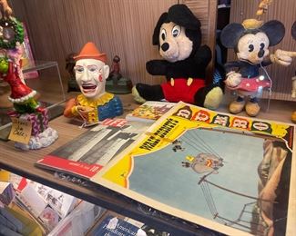 OLD MAGS, OLD DISNEY, RETRO TOY BANKS (MAY BE REPROS)