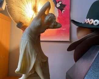 ART DECO ALABASTER TABLE LAMP! HAS SOME SMALL ISSUES BUT OVERALL FABULOUS!