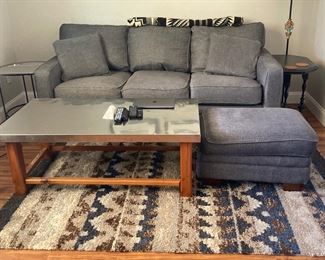 La-Z-Boy blue-grey couch and ottoman - originally $1500! 
