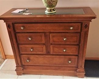 MULTI DRAWERED STORAGE WITH GLASS DISPLAY TOP, BEAUTIFUL PIECE OF FURNITURE