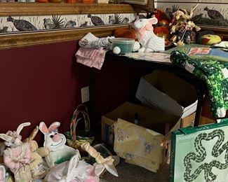 Many holiday decorations for Easter, Fall, Halloween and St. Patrick's Day