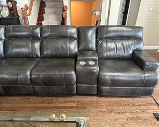 BUY IT NOW! $2500. Leather, power reclining sectional sofa
