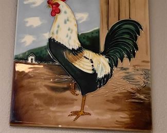 $18. Rooster Tile Plaque, 7" x 9"  