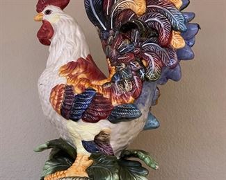 $48. Majolica full bodied rooster figure 15"  