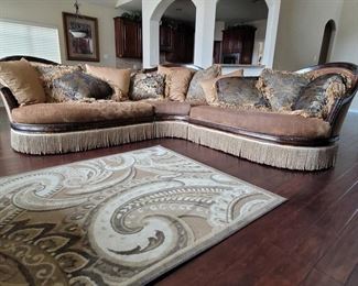 Freeds Victorian Style 3-Piece Sectional w/ Fringe
