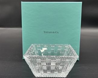 Tiffany & Co. Crystal Square Bowl in Factory Box