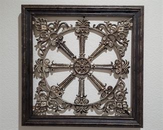 Heavy Iron & Wood Square Wall Decor
