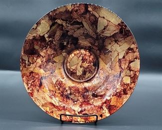 Decorative Lacquered Wood 12in Centerpiece Bowl