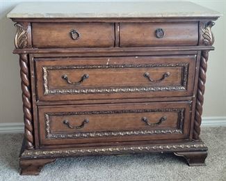 Wooden Buffet / Server with Marble-Look Top