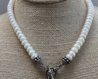 Cultured Button Pearl Necklace with Sterling Clasp