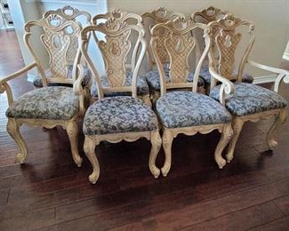 (8) French Dining Chairs, includes 2 Arm Chairs